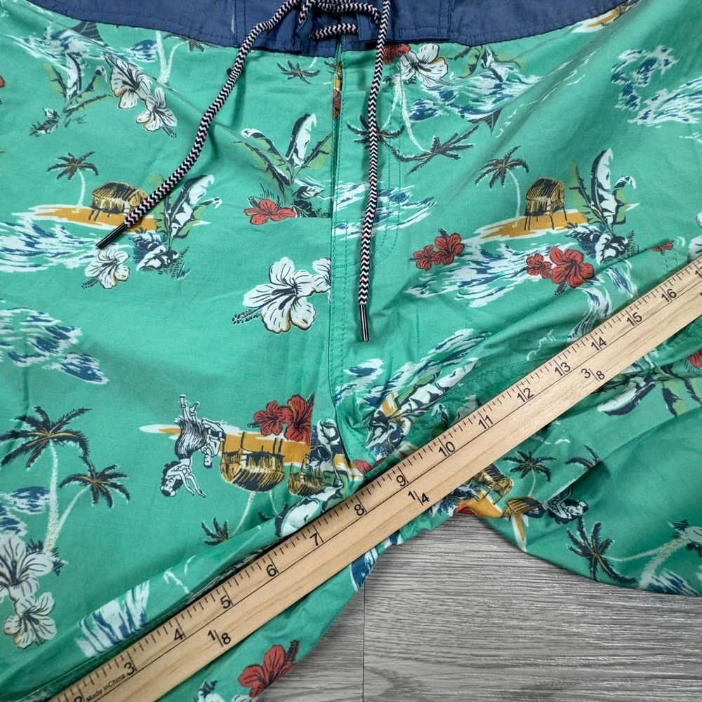 Quiet Storm Mens Board Shorts Hawaiian Tropical Hula Girl Green‎ 38 Swim Trunks